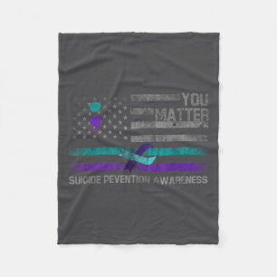 You American Flag Suicide Prevention Awareness  Fleece Blanket