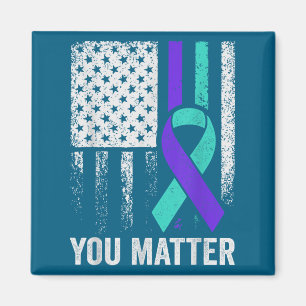 You American Flag Teal Purple Men Mental Health Magnet