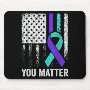 You American Flag Teal Purple Men Mental Health Mouse Pad