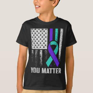 You American Flag Teal Purple Men Mental Health  T-Shirt