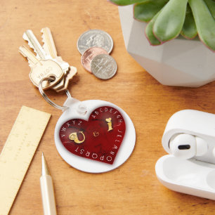 You and I - alphabet game on a red heart Keychain
