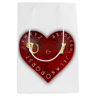 You and I - alphabet game on a red heart Medium Gift Bag