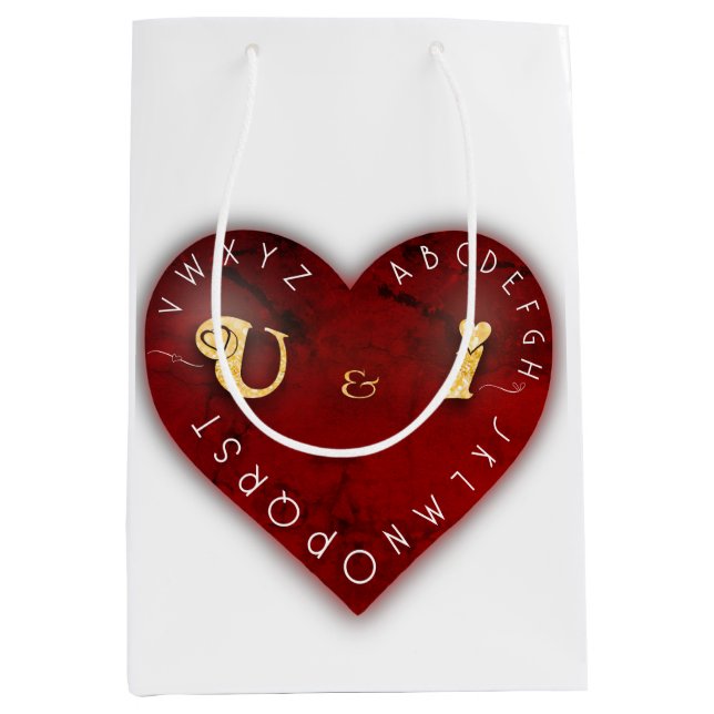 You and I - alphabet game on a red heart Medium Gift Bag (Front)