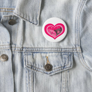 You And Me (Cute Cartoon Pigs) 2 Inch Round Button