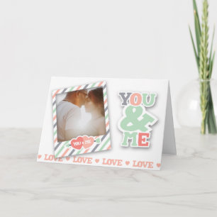 You and Me Heart Frame Photo Valentines Holiday Card