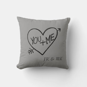 You and Me Heart Throw Pillow