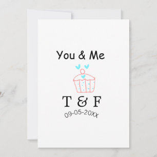 You and me love cup cake red valentine's day name invitation