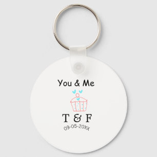 You and me love cup cake red valentine's day name  keychain