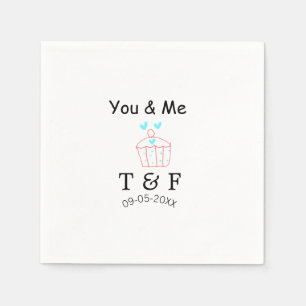 You and me love cup cake red valentine's day name napkin