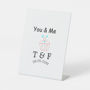 You and me love cup cake red valentine's day name pedestal sign