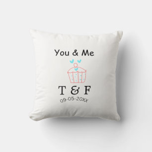 You and me love cup cake red valentine's day name  throw pillow