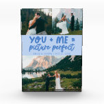 You and Me Picture Perfect Newlywed Icy Blue Photo Block<br><div class="desc">Whimsical and playful wedding keepsake featuring 3 photos of the newlyweds with a typography text that says "you me = picture perfect." Icy Blue.</div>