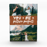 You and Me Picture Perfect Newlywed Terracotta Photo Block<br><div class="desc">Whimsical and playful wedding keepsake featuring 3 photos of the newlyweds with a typography text that says "you me = picture perfect." Terracotta.</div>