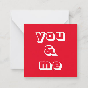 You and Me red and white modern typography cute Card