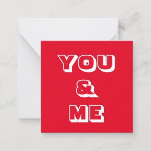 You and Me red white modern typography friendship Card