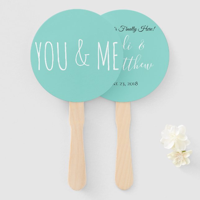 You And Me Wedding Suite Shower Reception Party Hand Fan (Front and Back)