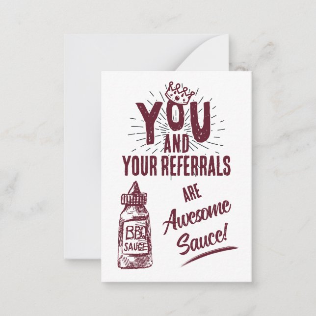You and Your Referrals are Awesome Sauce Marketing Card (Front)