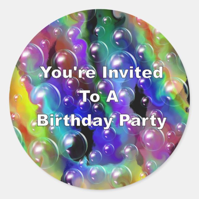 You&apos;re Invited To A Birthday Party Classic Round Sticker (Front)
