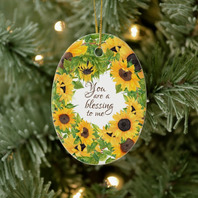 You are a Blessing to Me Sunflower Ceramic Ornament (Tree)