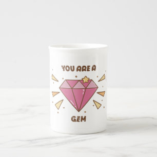 You Are a Gem Cute Motivational Pink Gem Coffee Mu Bone China Mug