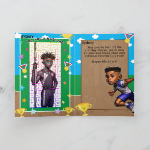 You Are A-Maze-ing Black Boys Track Star Birthday Card