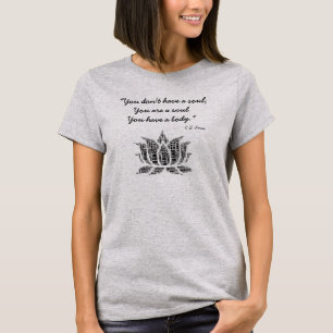 “You are a soul” Lotus Flower Word Cloud Black T-Shirt