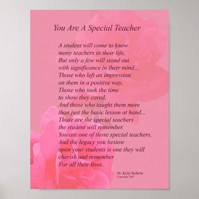 You Are A Special Teacher Poster (Front)