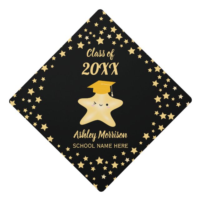 You are a Star Black and Gold  Graduation Cap Topper (Front)