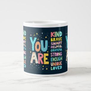You Are Affirmations Bright Hand Lettering Large Coffee Mug