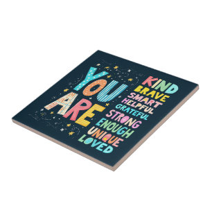 You Are Affirmations Bright Hand Lettering Tile