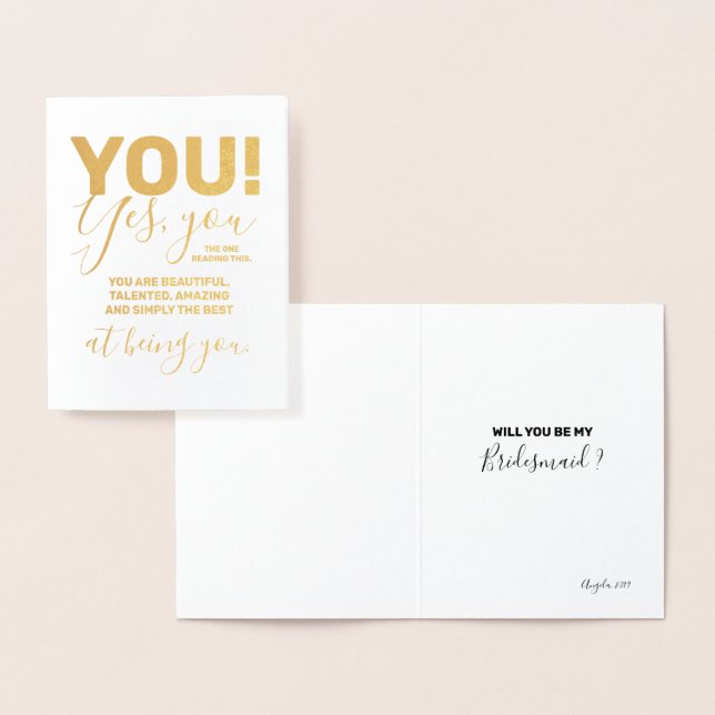 You are Amazing and Best - Funny Bridesmaid Foil Card (Display)
