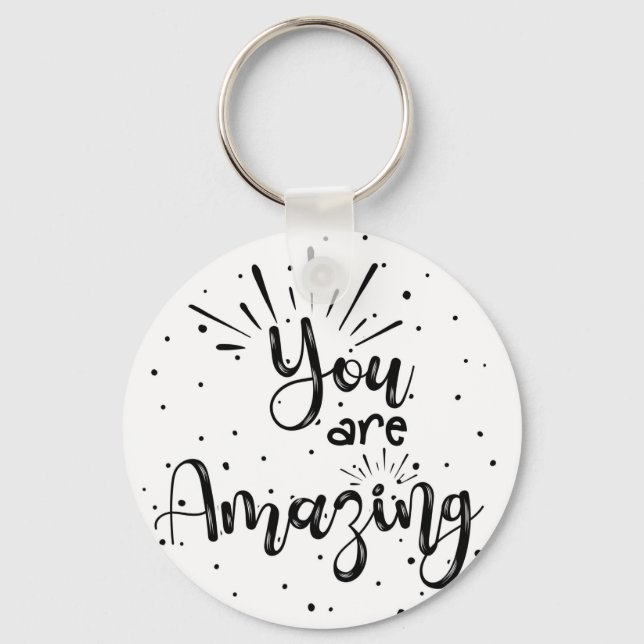 you are amazing hand lettered mental health card t keychain (Front)