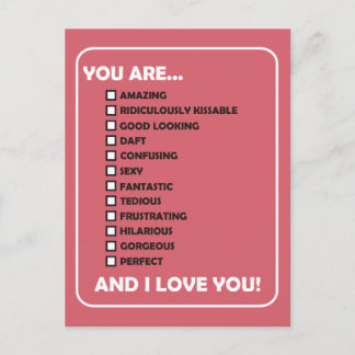 You Are...  And I Love You Postcard