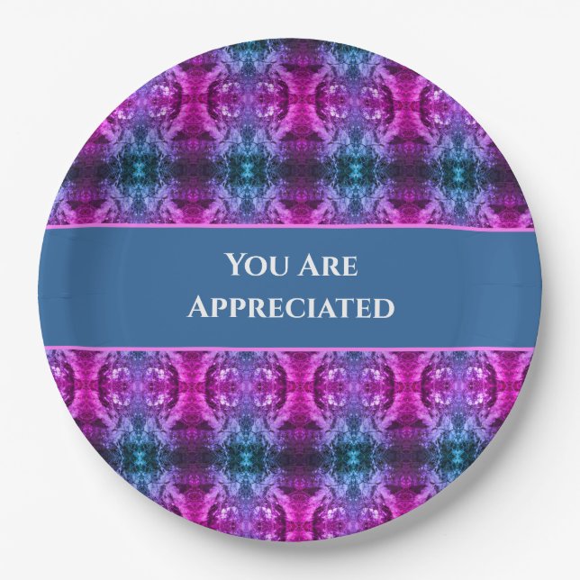 You Are Appreciated Bright Kaleidoscope Thank You Paper Plate (Front)