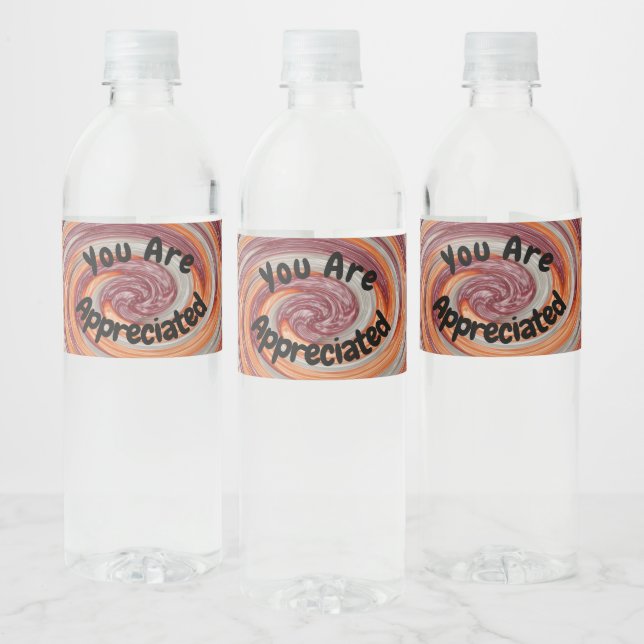 You Are Appreciated Groovy Swirl Colourful Employe Water Bottle Label (Bottles)