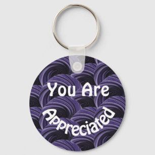 You Are Appreciated Purple Black Circles Thanks Keychain