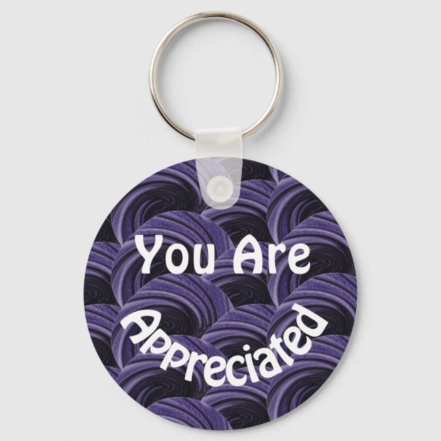 You Are Appreciated Purple Black Circles Thanks Keychain (Front)