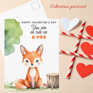 You are as cute as A FOX - Kid's Valentine's Day  Holiday Postcard