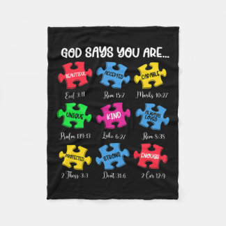 You Are Autism Awareness Puzzle Bible Verses Chris Fleece Blanket
