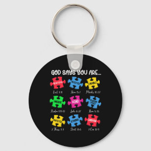 You Are Autism Awareness Puzzle Bible Verses Chris Keychain