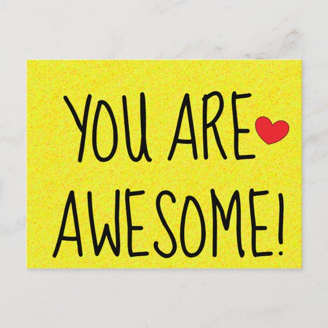 YOU ARE AWESOME Fun Quote Print Yellow Postcard (Front)