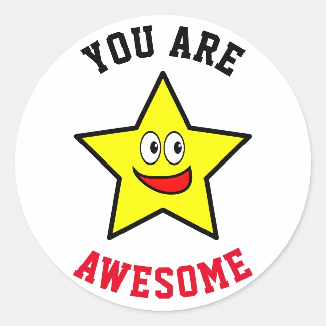 You Are Awesome Gold Star Classic Round Sticker (Front)