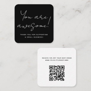 You Are Awesome Modern Script Black Reseller Thank Square Business Card