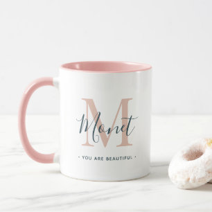 You Are Beautiful Chic Monogram Mug