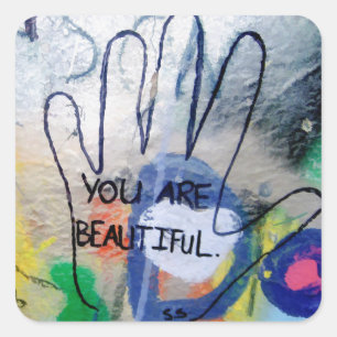 You Are Beautiful Graffiti Square Sticker