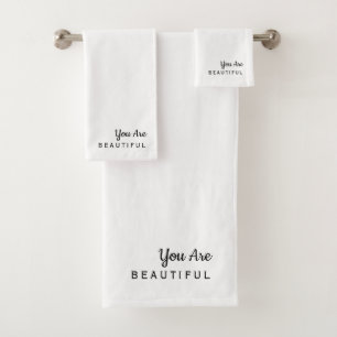 You Are Beautiful Inspirational White Towel Set
