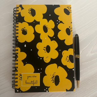 You Are Beautiful MCM Floral Yellow Notebook