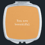 You are beautiful - Minimalist elegant Orange Compact Mirror<br><div class="desc">You are beautiful - Minimalist elegant bright tangerine orange Compact Mirror</div>