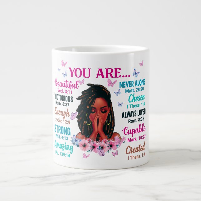 You are beautiful never alone praying christian wo large coffee mug (Front)