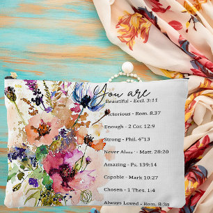 You are beautiful-scripture floral accessory pouch